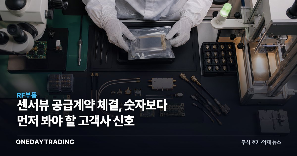 센서뷰 공급계약 체결, 숫자보다 먼저 봐야 할 고객사 신호