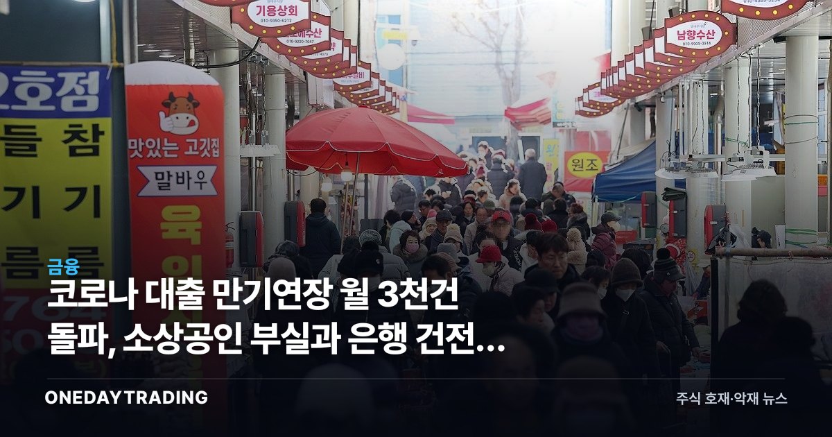 코로나 대출 만기연장 월 3천건 돌파, 소상공인 부실과 은행 건전성 점검