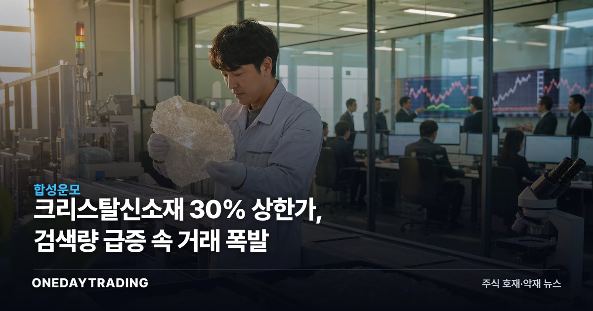 크리스탈신소재 30% 상한가, 검색량 급증 속 거래 폭발