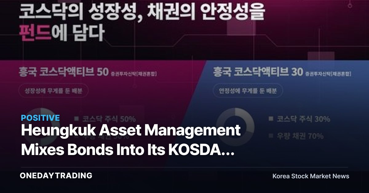 Heungkuk Asset Management Mixes Bonds Into Its KOSDAQ Growth Stock Fund — The Real Reason Is Interest Rates
