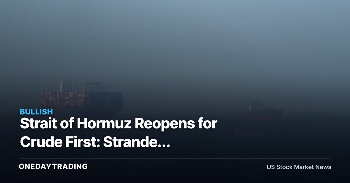 Strait of Hormuz Reopens for Crude First: Stranded Fertilizer Tightens Supply for CF, NTR, MOS