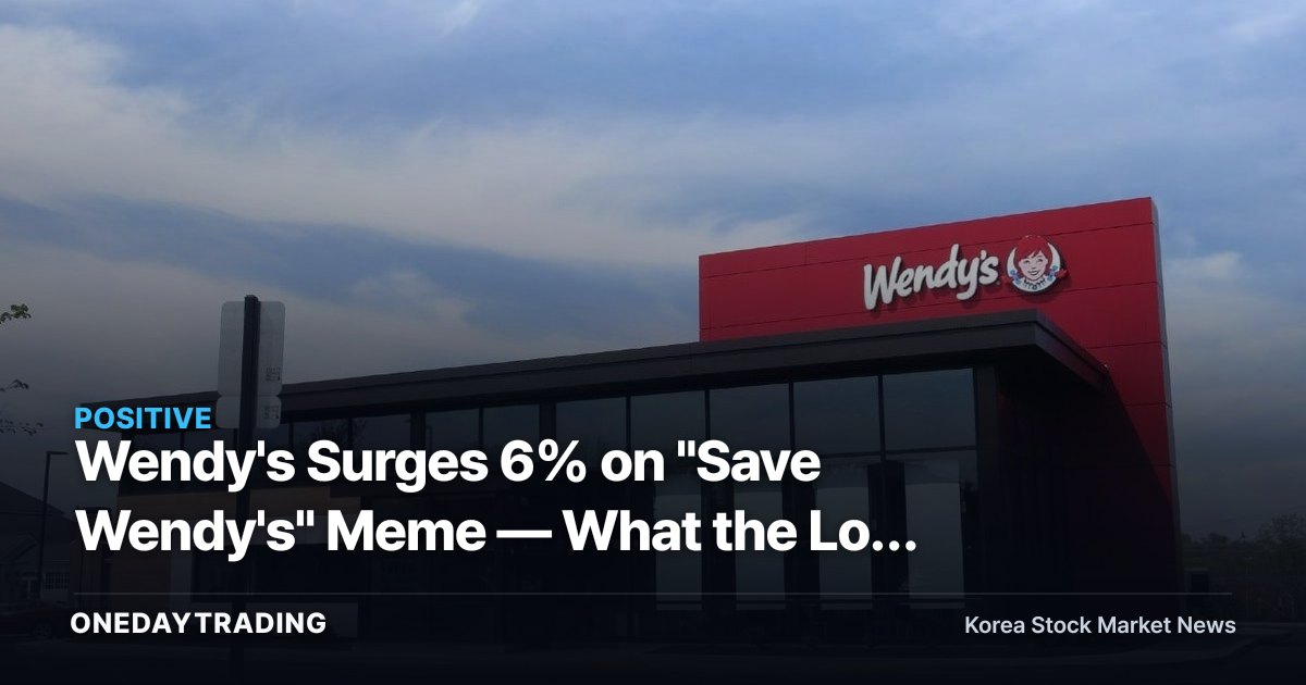 Wendy's Surges 6% on "Save Wendy's" Meme — What the Low P/E and High Dividend Really Signal
