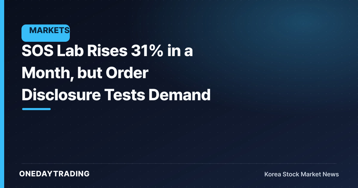 SOS Lab Rises 31% in a Month, but Order Disclosure Tests Demand
