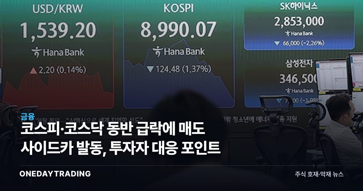 코스피·코스닥 동반 급락에 매도 사이드카 발동, 투자자 대응 포인트