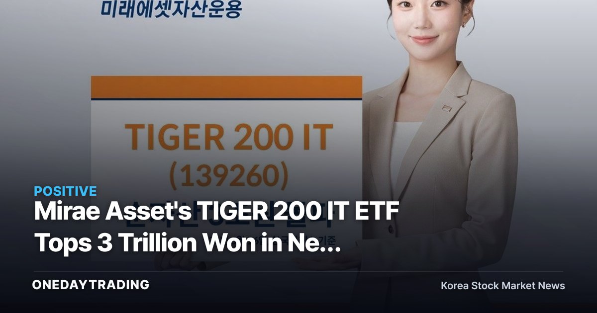 Mirae Asset's TIGER 200 IT ETF Tops 3 Trillion Won in Net Assets — What It Signals for IT and Semiconductor Sentiment