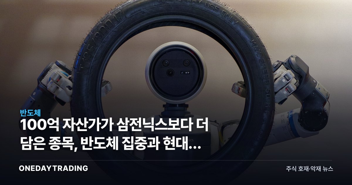 100억 자산가가 삼전닉스보다 더 담은 종목, 반도체 집중과 현대차 베팅의 의미