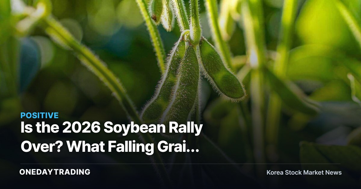 Is the 2026 Soybean Rally Over? What Falling Grain Prices Mean for Korean Food Stocks' Margins