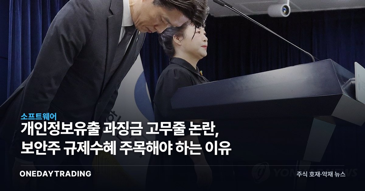개인정보유출 과징금 고무줄 논란, 보안주 규제수혜 주목해야 하는 이유