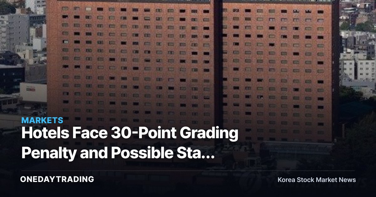 Hotels Face 30-Point Grading Penalty and Possible Star Downgrade for Overcharging — What It Means for Hotel Stocks