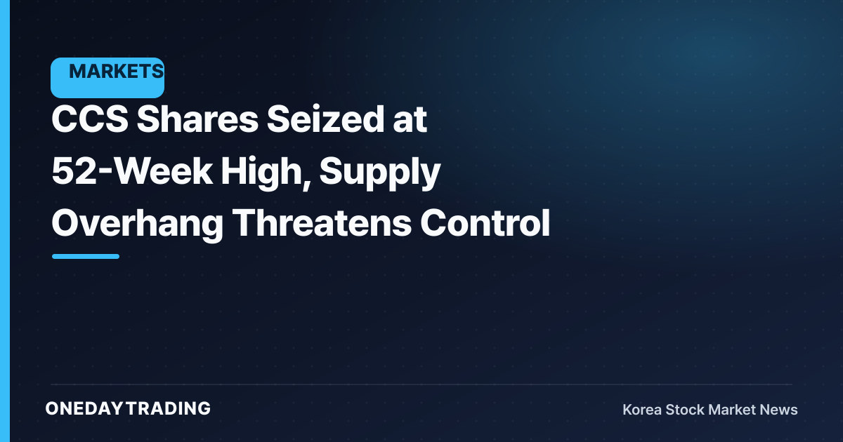 CCS Shares Seized at 52-Week High, Supply Overhang Threatens Control