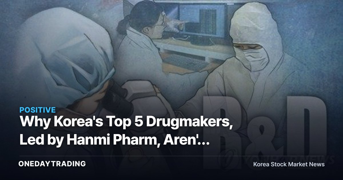 Why Korea's Top 5 Drugmakers, Led by Hanmi Pharm, Aren't Celebrating Despite W562.8 Billion in R&D Spending