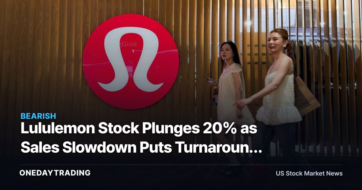 Lululemon Stock Plunges 20% as Sales Slowdown Puts Turnaround Under Pressure