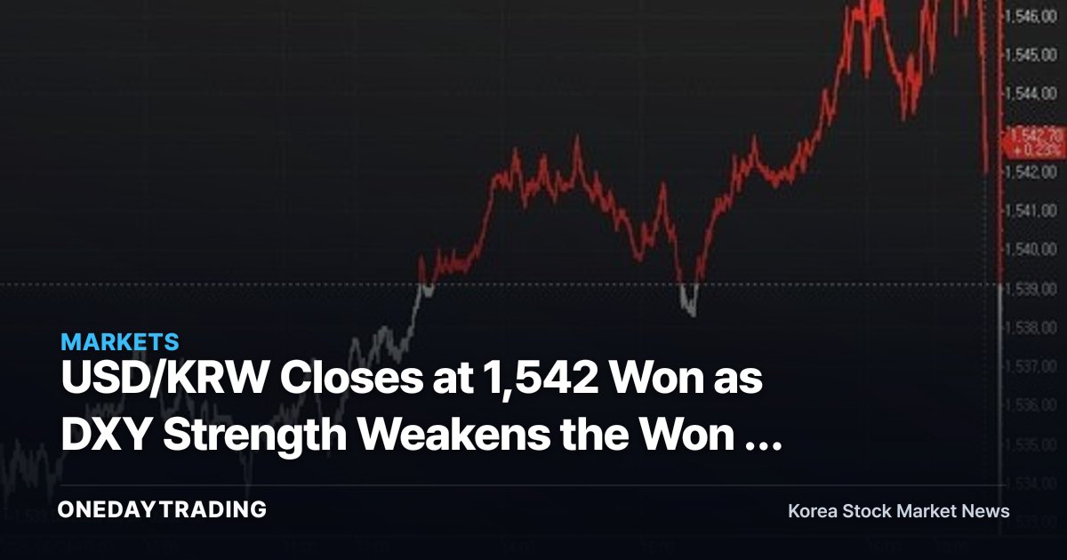 USD/KRW Closes at 1,542 Won as DXY Strength Weakens the Won — Mixed Fortunes for Exporters and Importers