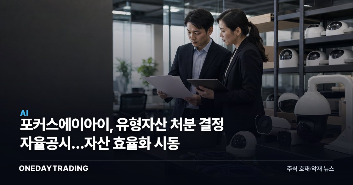 포커스에이아이, 유형자산 처분 결정 자율공시…자산 효율화 시동