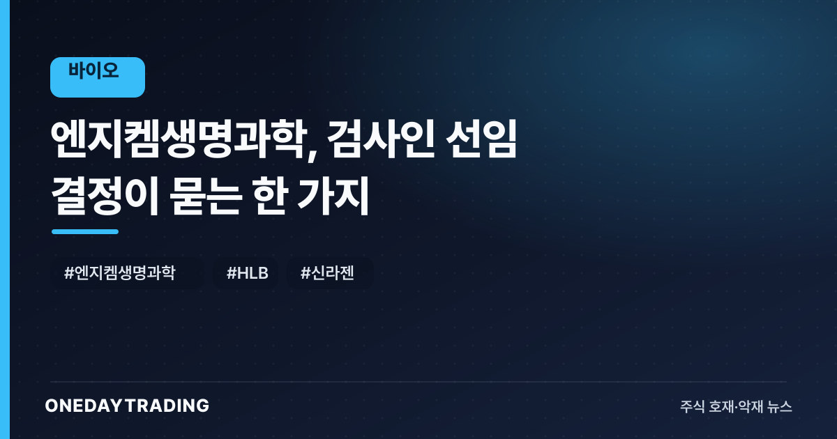 엔지켐생명과학, 검사인 선임 결정이 묻는 한 가지