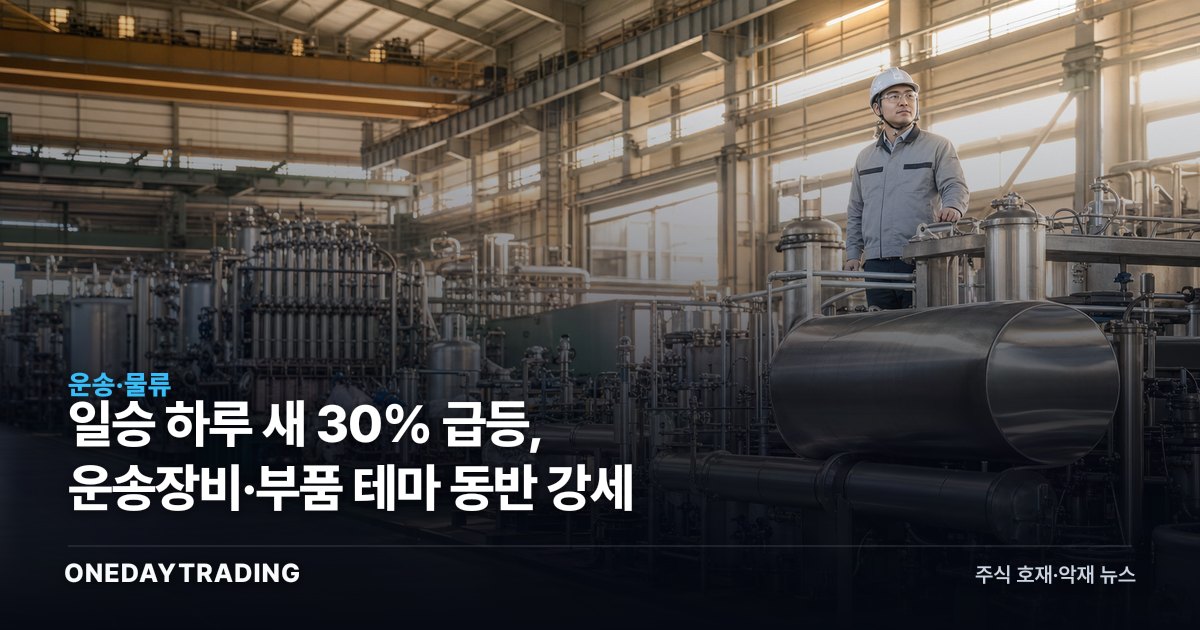 일승 하루 새 30% 급등, 운송장비·부품 테마 동반 강세