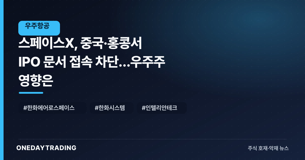 스페이스X, 중국·홍콩서 IPO 문서 접속 차단…우주株 영향은