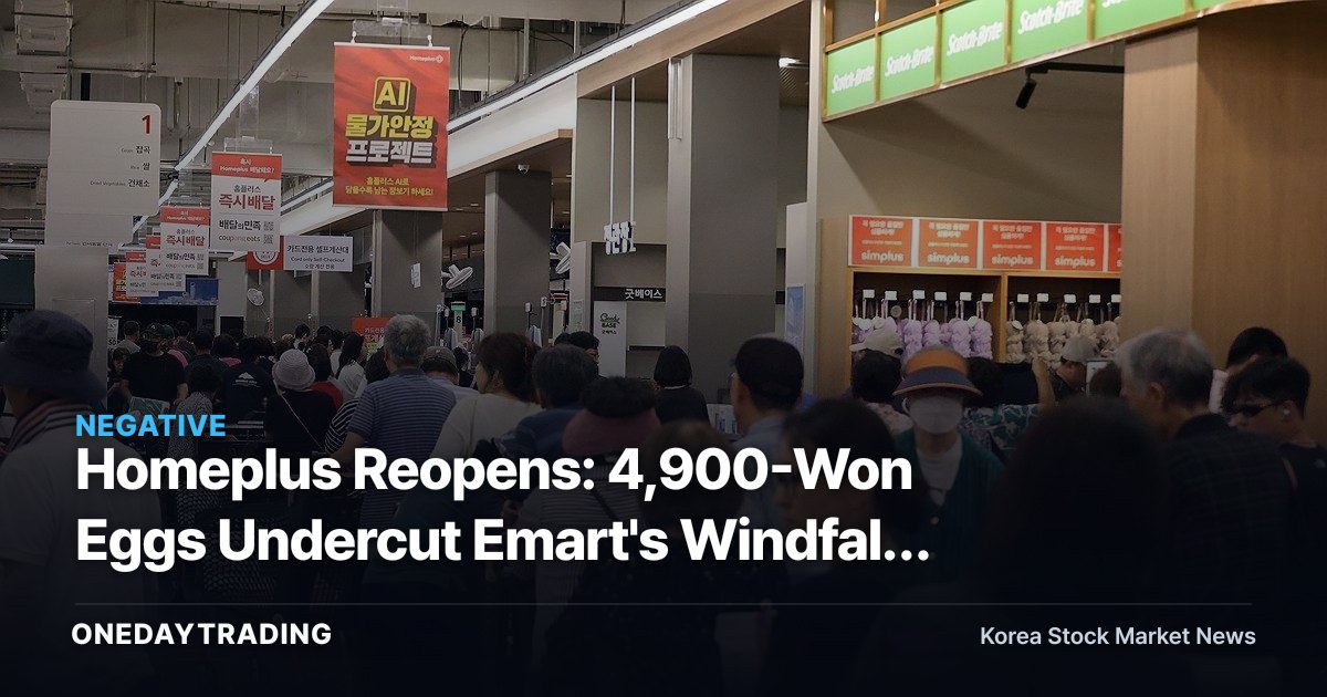 Homeplus Reopens: 4,900-Won Eggs Undercut Emart's Windfall Hopes