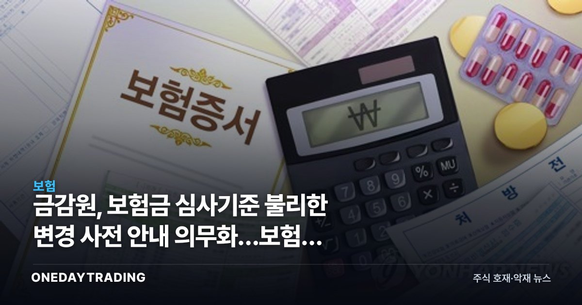 금감원, 보험금 심사기준 불리한 변경 사전 안내 의무화…보험주 영향은