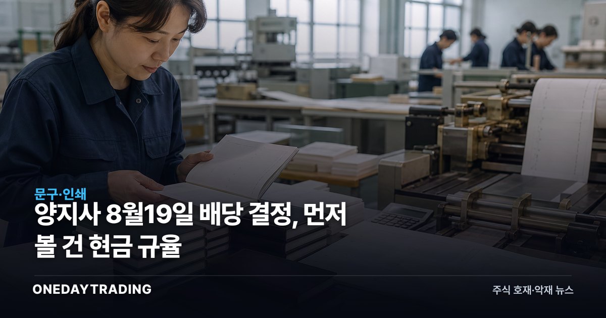 양지사 8월19일 배당 결정, 먼저 볼 건 현금 규율