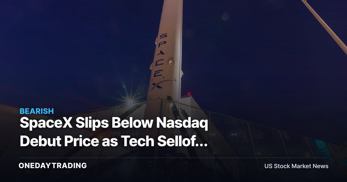 SpaceX Slips Below Nasdaq Debut Price as Tech Selloff Hits Recent IPOs (RKLB, ASTS)