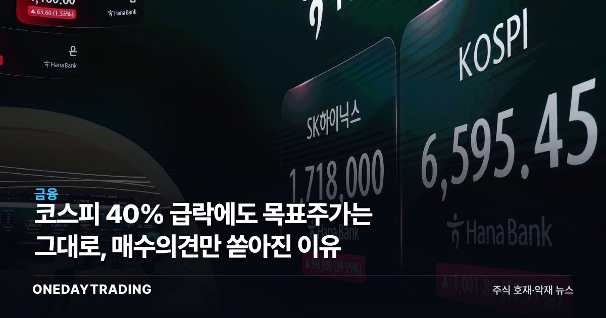 코스피 40% 급락에도 목표주가는 그대로, 매수의견만 쏟아진 이유