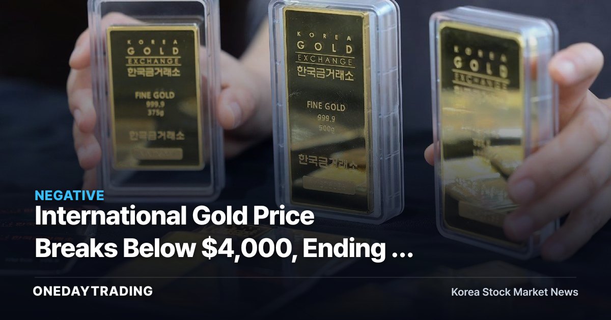 International Gold Price Breaks Below $4,000, Ending a Three-Year Bull Market — Assessing the Impact on Gold-Related Stocks and the Dollar