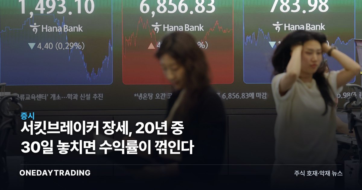 서킷브레이커 장세, 20년 중 30일 놓치면 수익률이 꺾인다