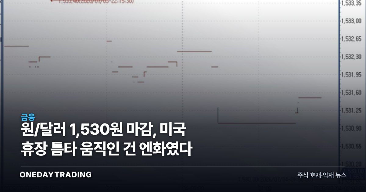 원/달러 1,530원 마감, 미국 휴장 틈타 움직인 건 엔화였다