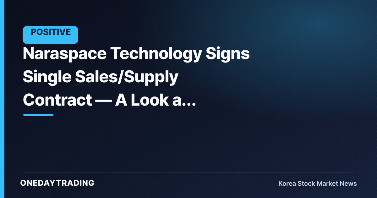 Naraspace Technology Signs Single Sales/Supply Contract — A Look at Satellite Order Momentum