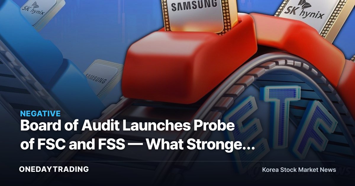 Board of Audit Launches Probe of FSC and FSS — What Stronger Investor Protection Could Mean for Brokerage Stocks