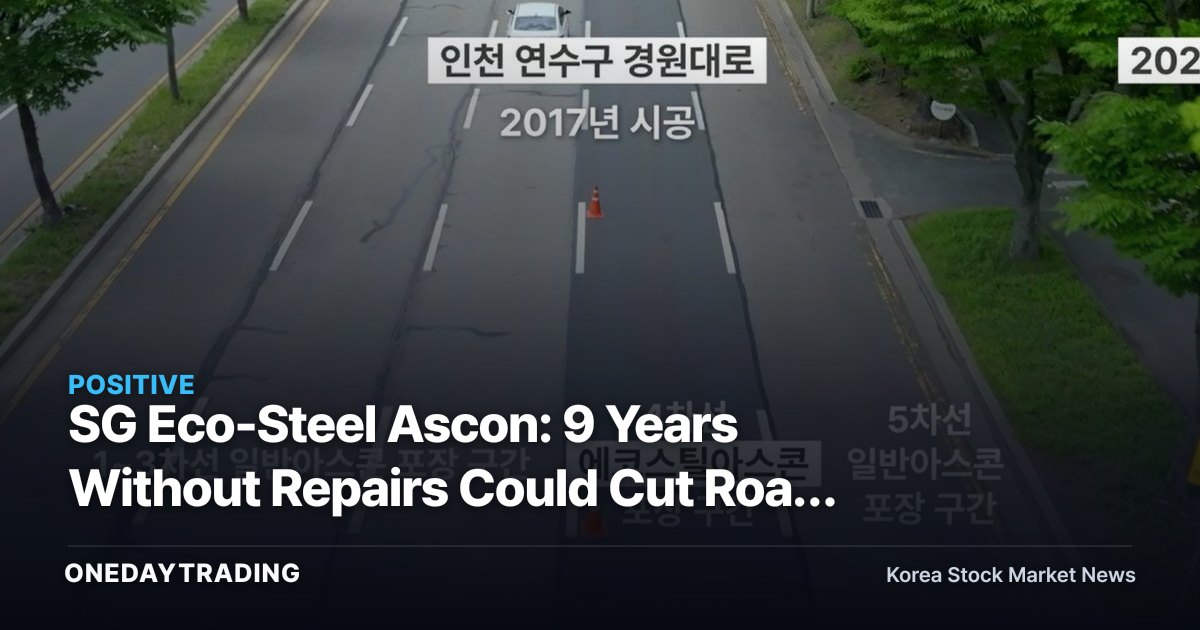SG Eco-Steel Ascon: 9 Years Without Repairs Could Cut Road Costs