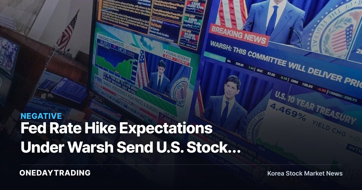 Fed Rate Hike Expectations Under Warsh Send U.S. Stocks and Bonds Lower Together, Dollar Strengthens — Impact on Korean Investors