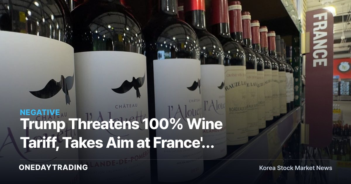 Trump Threatens 100% Wine Tariff, Takes Aim at France's Digital Tax — A Direct Hit to Luxury and Tech