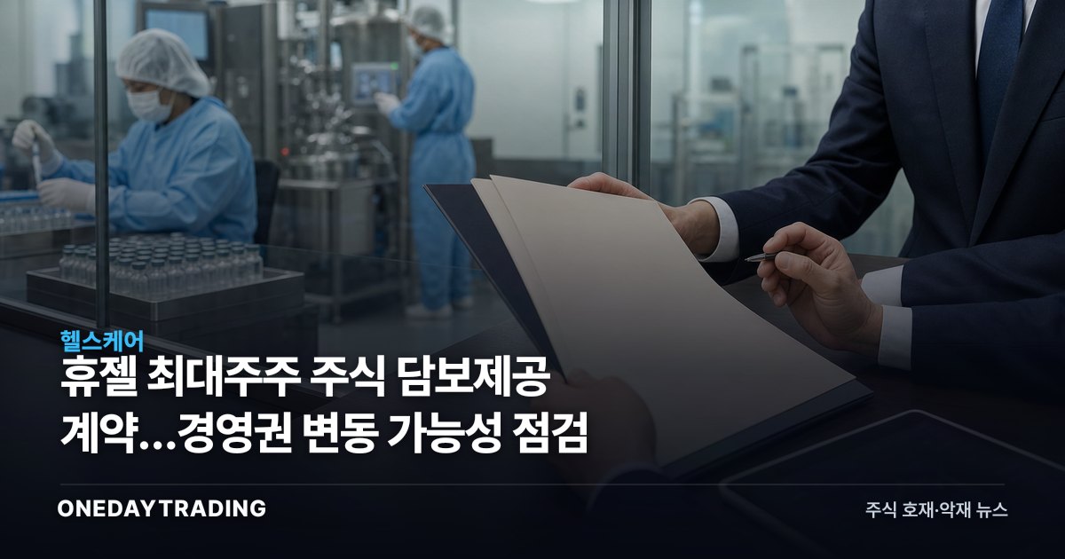 휴젤 최대주주 주식 담보제공 계약…경영권 변동 가능성 점검