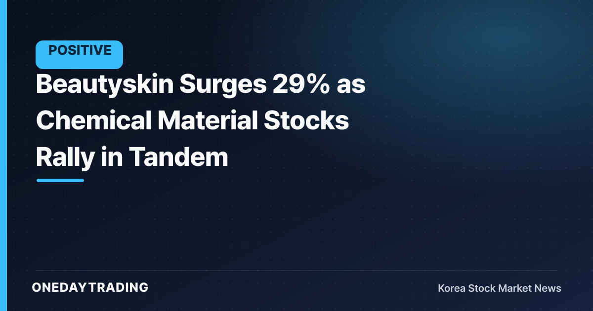 Beautyskin Surges 29% as Chemical Material Stocks Rally in Tandem