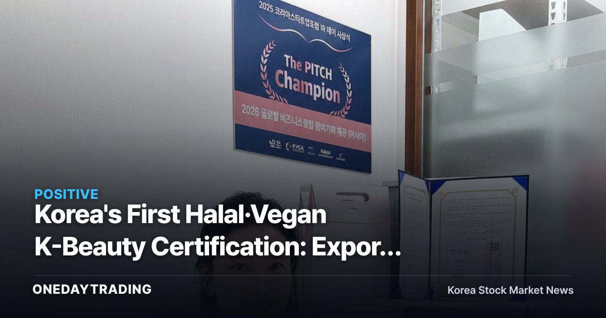 Korea's First Halal·Vegan K-Beauty Certification: Export Momentum into the 2 Billion-Strong Muslim Market