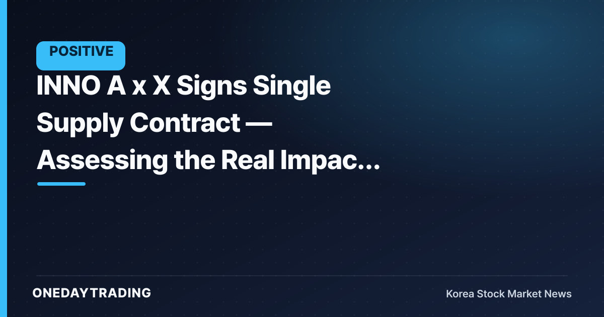 INNO A x X Signs Single Supply Contract — Assessing the Real Impact of Its Order-Win Momentum