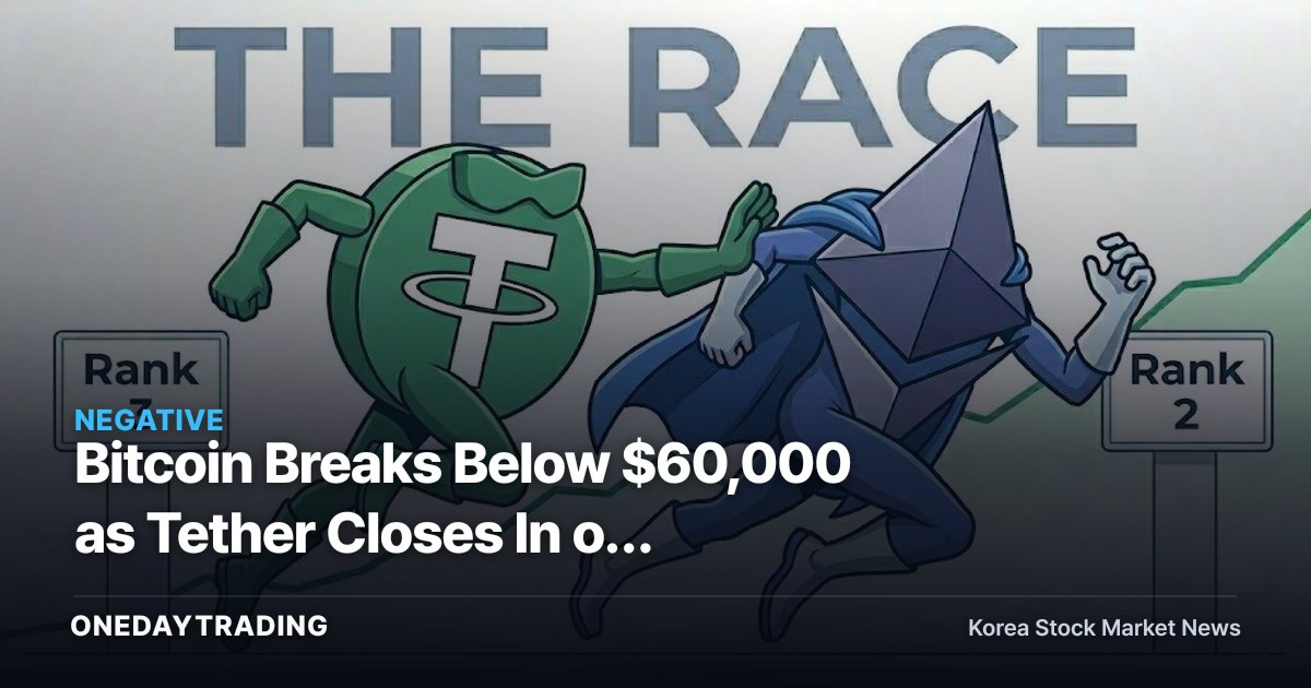 Bitcoin Breaks Below $60,000 as Tether Closes In on Ethereum: A Tectonic Shift in the Crypto Market