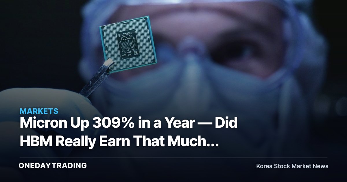Micron Up 309% in a Year — Did HBM Really Earn That Much? What's Left Is Valuation