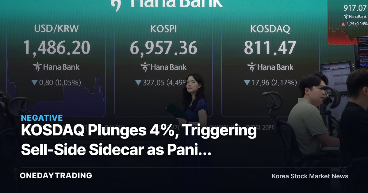 KOSDAQ Plunges 4%, Triggering Sell-Side Sidecar as Panic Selling Spreads Following KOSPI