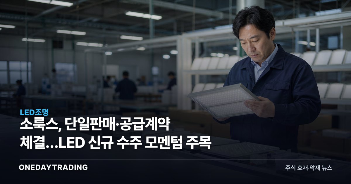 소룩스, 단일판매·공급계약 체결…LED 신규 수주 모멘텀 주목