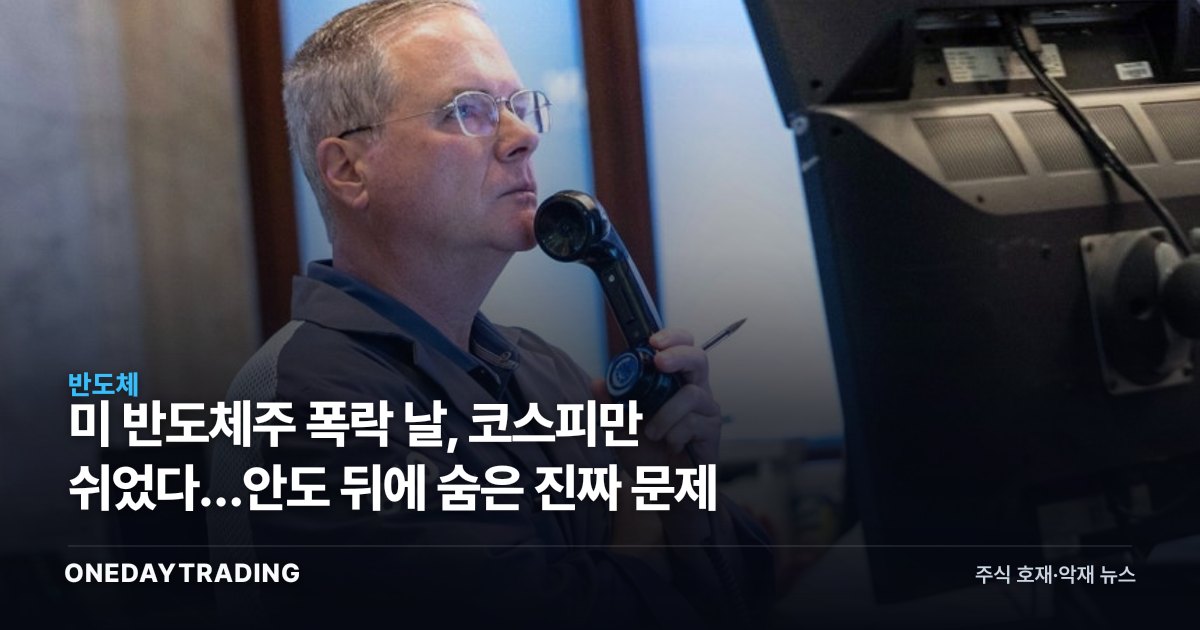 美 반도체주 폭락 날, 코스피만 쉬었다…안도 뒤에 숨은 진짜 문제