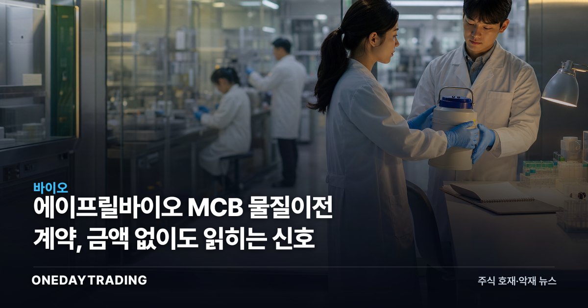 에이프릴바이오 MCB 물질이전 계약, 금액 없이도 읽히는 신호