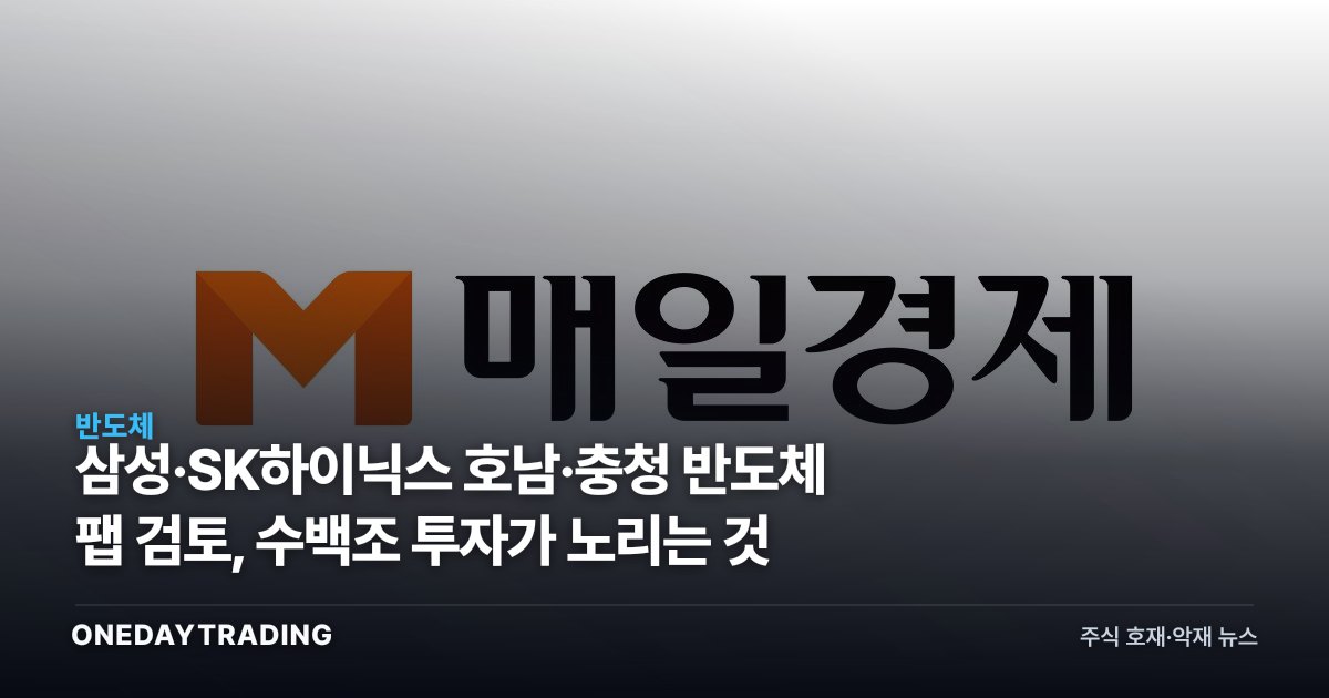 삼성·SK하이닉스 호남·충청 반도체 팹 검토, 수백조 투자가 노리는 것