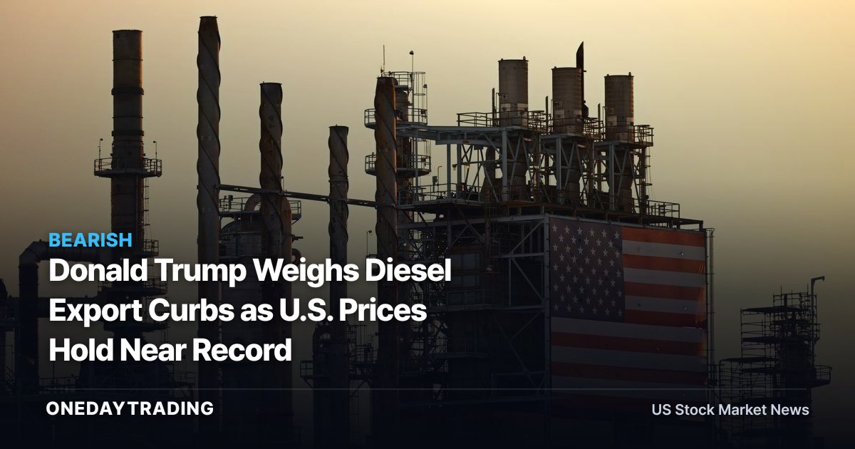 Donald Trump Weighs Diesel Export Curbs as U.S. Prices Hold Near Record