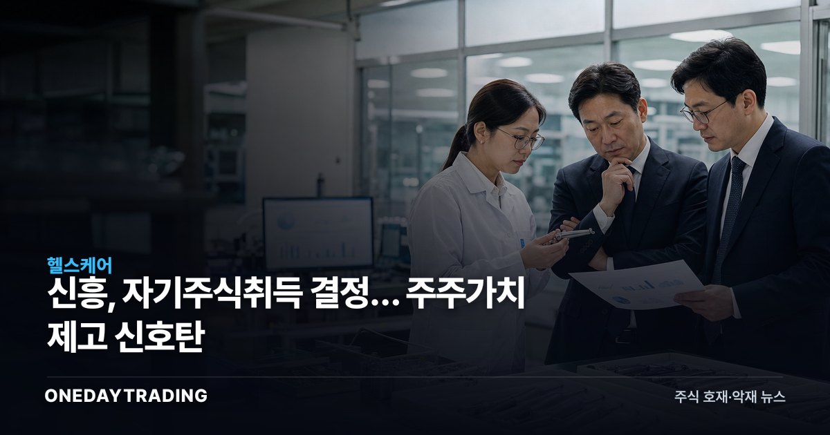 신흥, 자기주식취득 결정… 주주가치 제고 신호탄