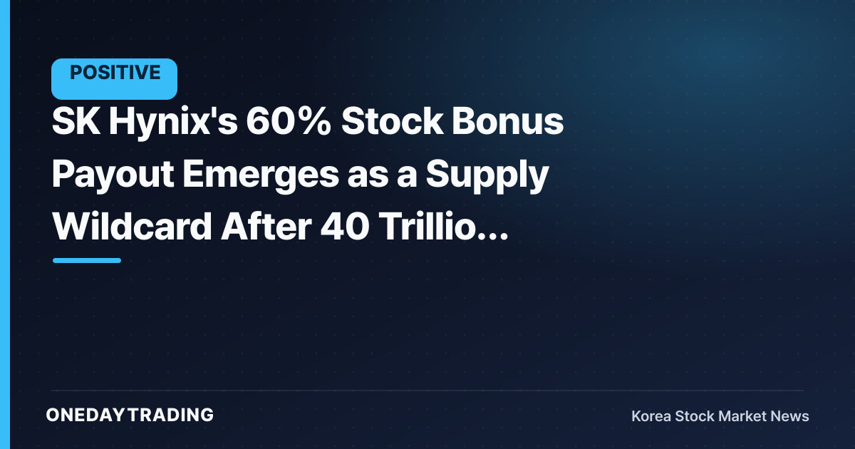 SK Hynix's 60% Stock Bonus Payout Emerges as a Supply Wildcard After 40 Trillion Won Share Cancellation