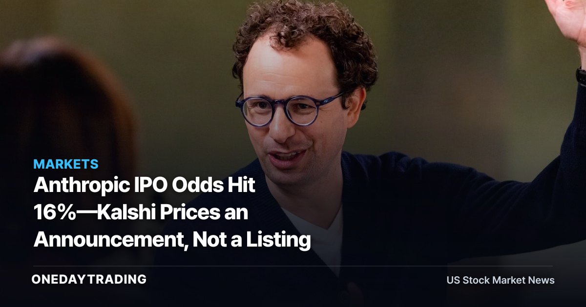 Anthropic IPO Odds Hit 16%—Kalshi Prices an Announcement, Not a Listing