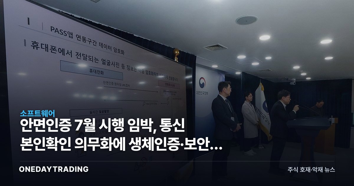 안면인증 7월 시행 임박, 통신 본인확인 의무화에 생체인증·보안주 수혜 점검
